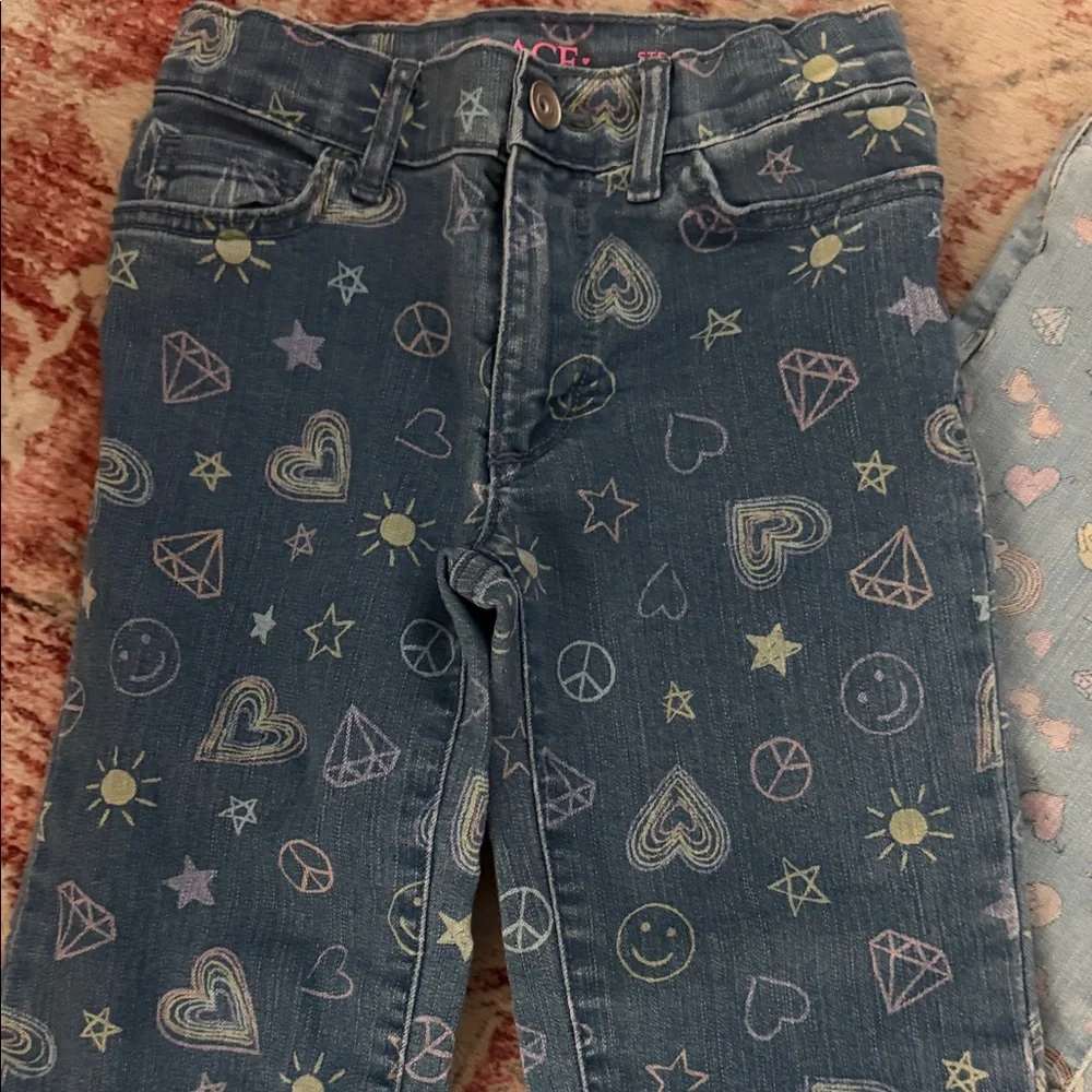 The Children's Place Printed Kid's Denim Jeans - Light Blue & Dark Blue